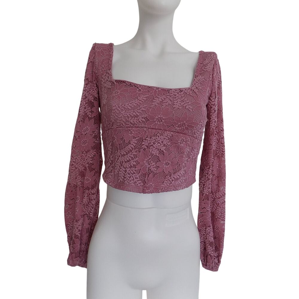 Altar'd State long sleeve crop top floral eyelet size Medium